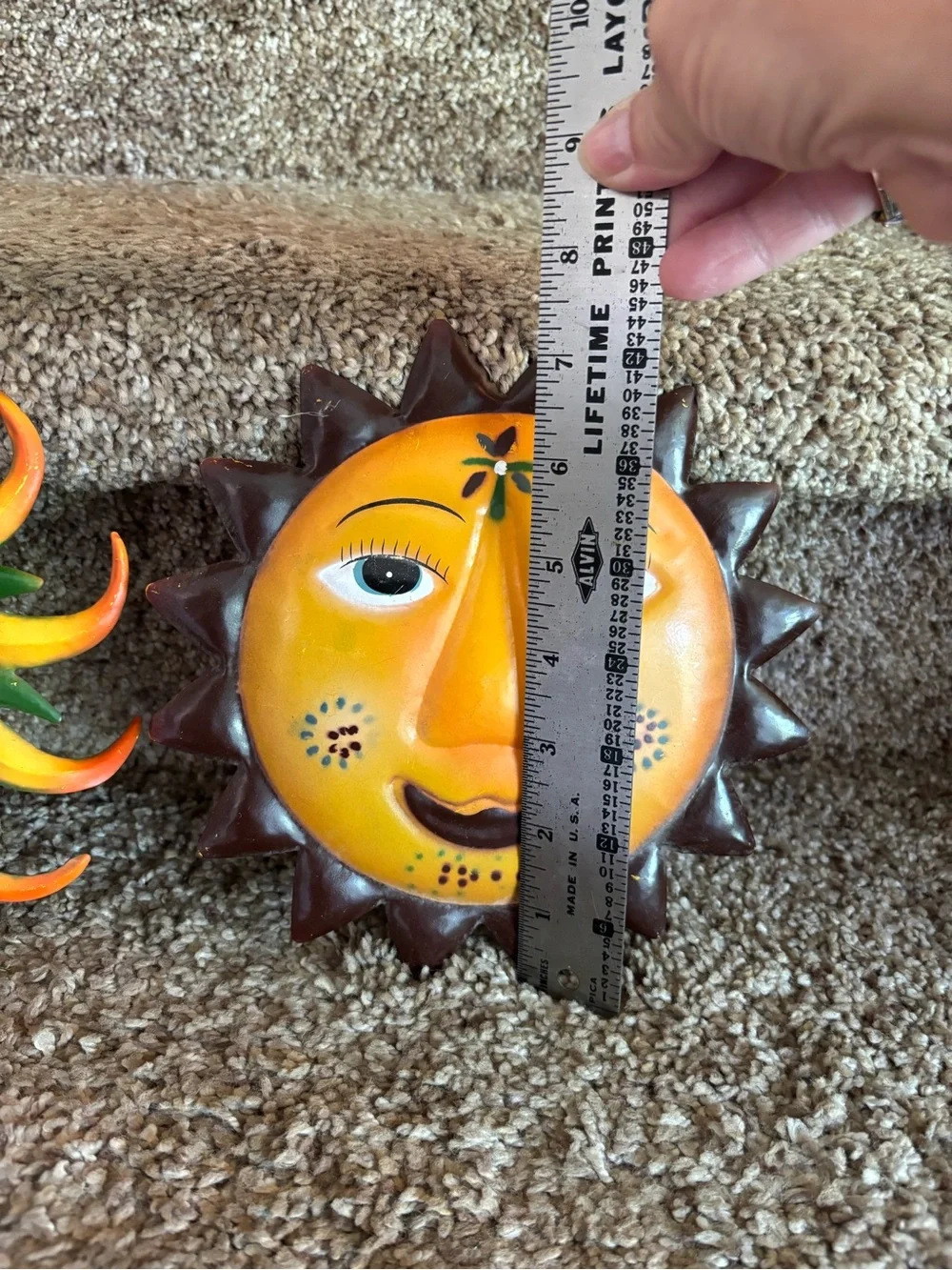 Yellow Sun Face Wall Decor Set - Bright Ceramic Sunburst Accents